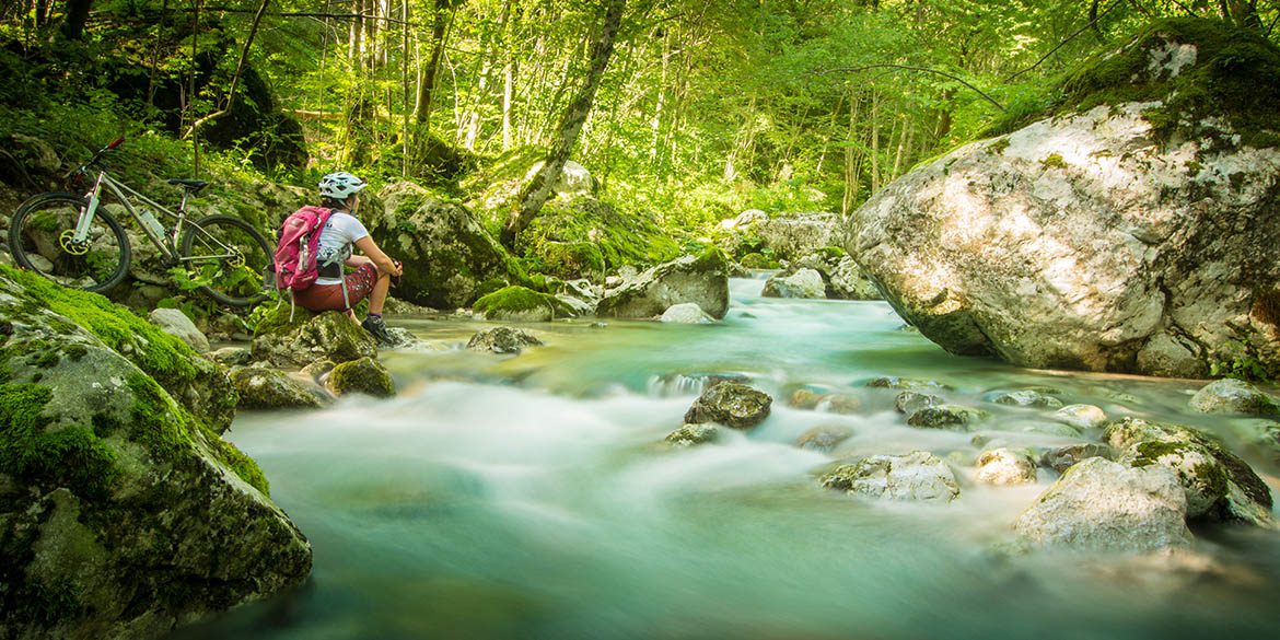 Female mountain biker in Slovenia, mountain biking holiday in Slovenia