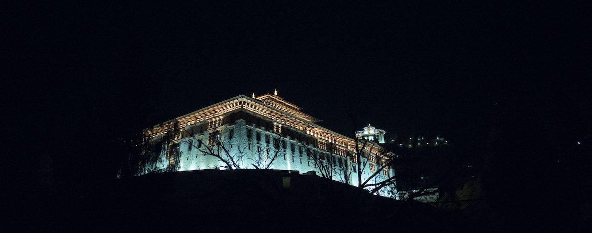 24 hours in Paro, monastery at night