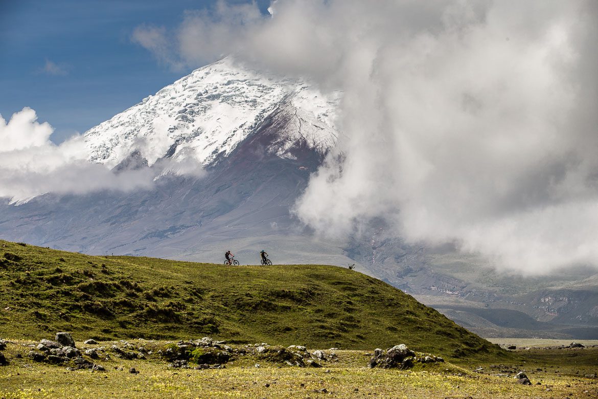 Mountain biking on the slopes of Cotopaxi in Ecuador