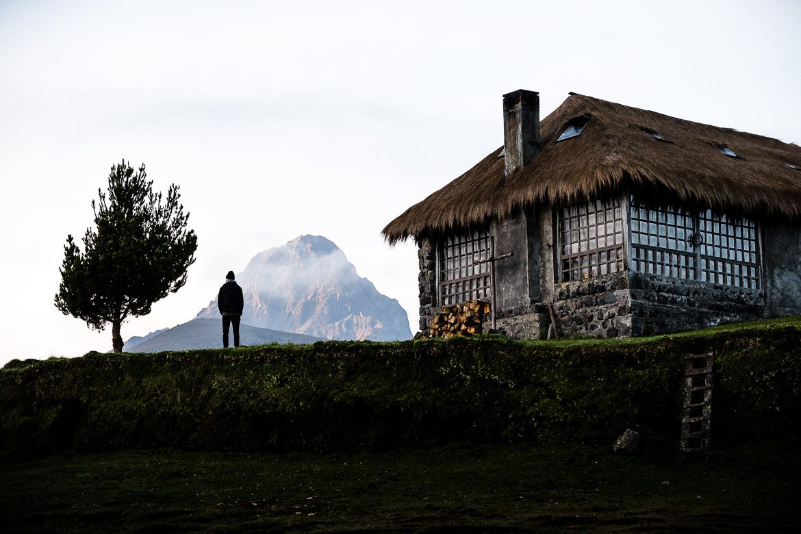 Volcano and hacienda in Ecuador